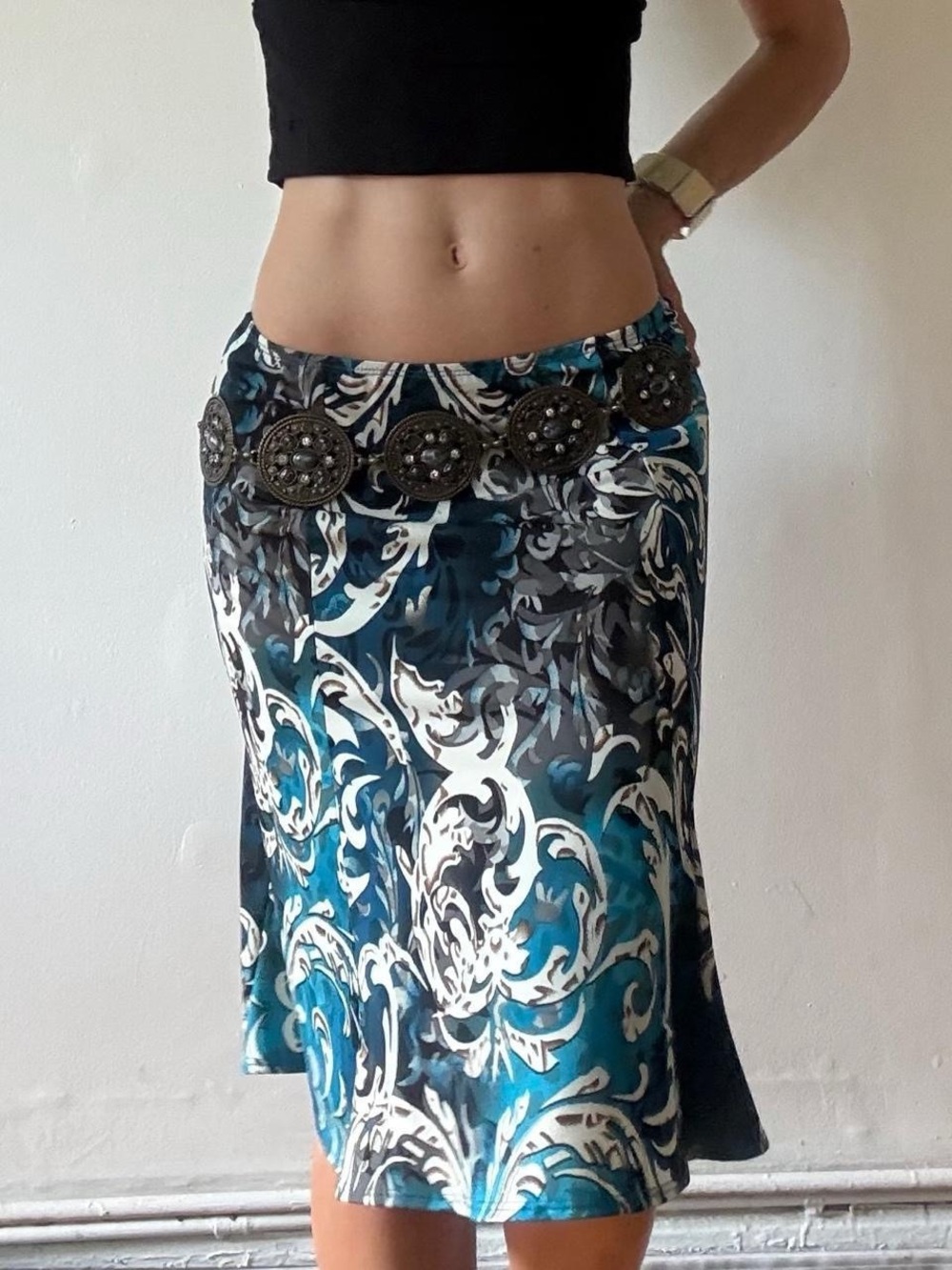 Y2K low-rise midi skirt — Rodan